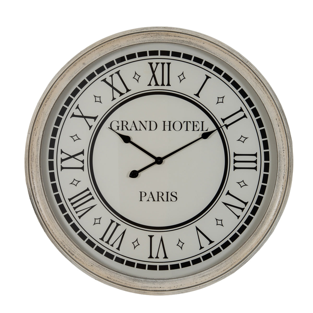 Hotel Paris Large Grey Clock With Glass - WHITE