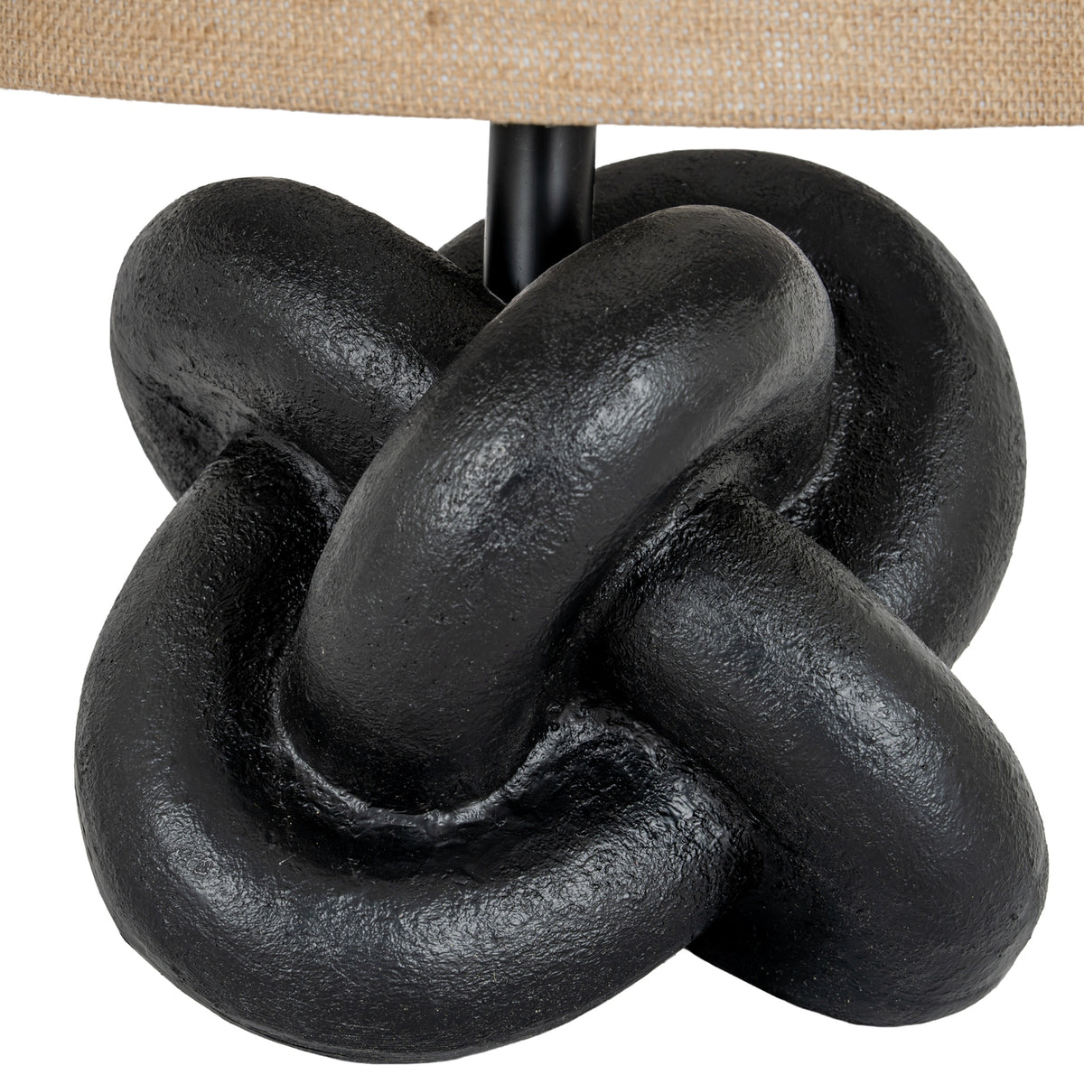 Black Knot Table Lamp With Hessian Shade