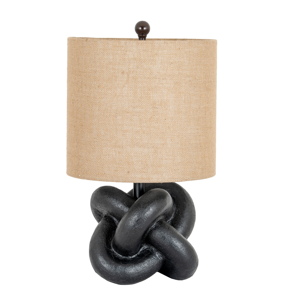 Black Knot Table Lamp With Hessian Shade