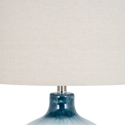 Ocean Shadows Table Lamp With Linen Shade - BLUE