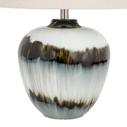 Midnight Shadows Table Lamp With Linen Shade - BLACK