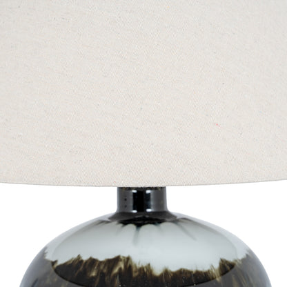Midnight Shadows Squat Table Lamp With Linen Shade - BLACK