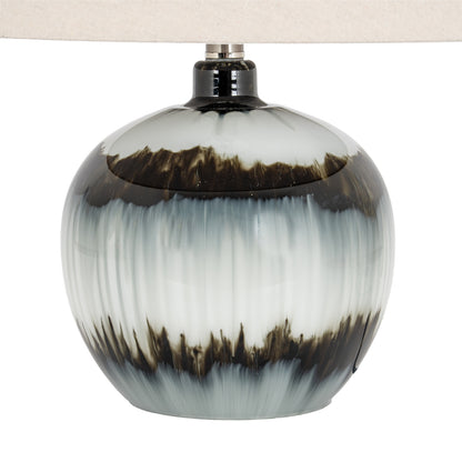 Midnight Shadows Squat Table Lamp With Linen Shade - BLACK