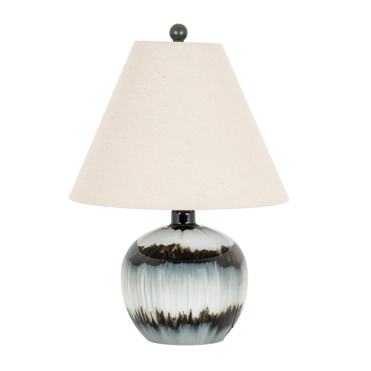 Midnight Shadows Squat Table Lamp With Linen Shade - BLACK