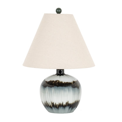 Midnight Shadows Squat Table Lamp With Linen Shade - BLACK