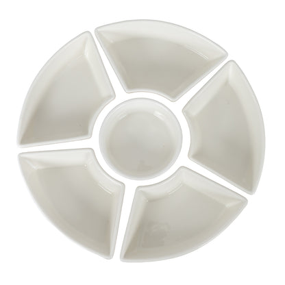 Acacia Lazy Susan including Ceramic Serving Bowls - BROWN
