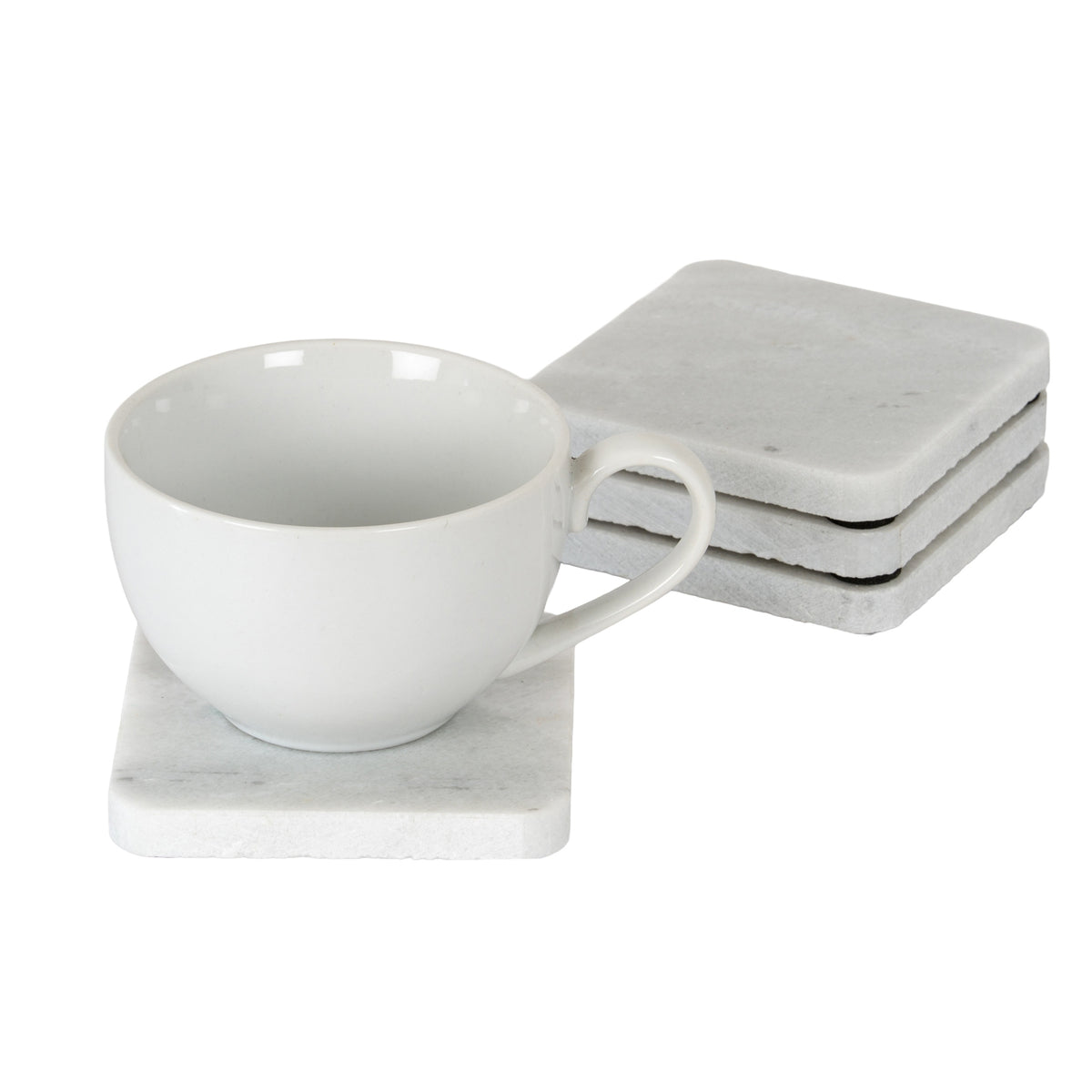 Set of Four Square Marble Coasters - WHITE