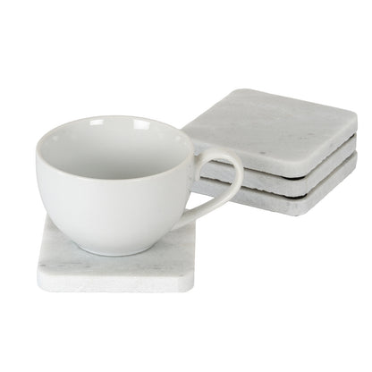 Set of Four Square Marble Coasters - WHITE