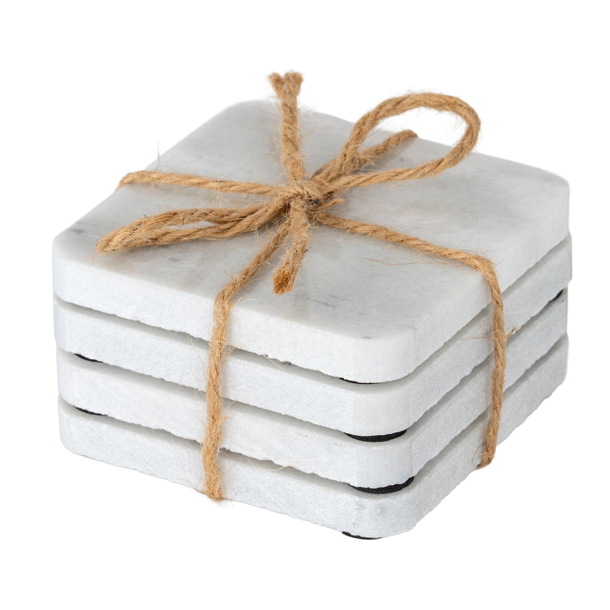 Set of Four Square Marble Coasters - WHITE