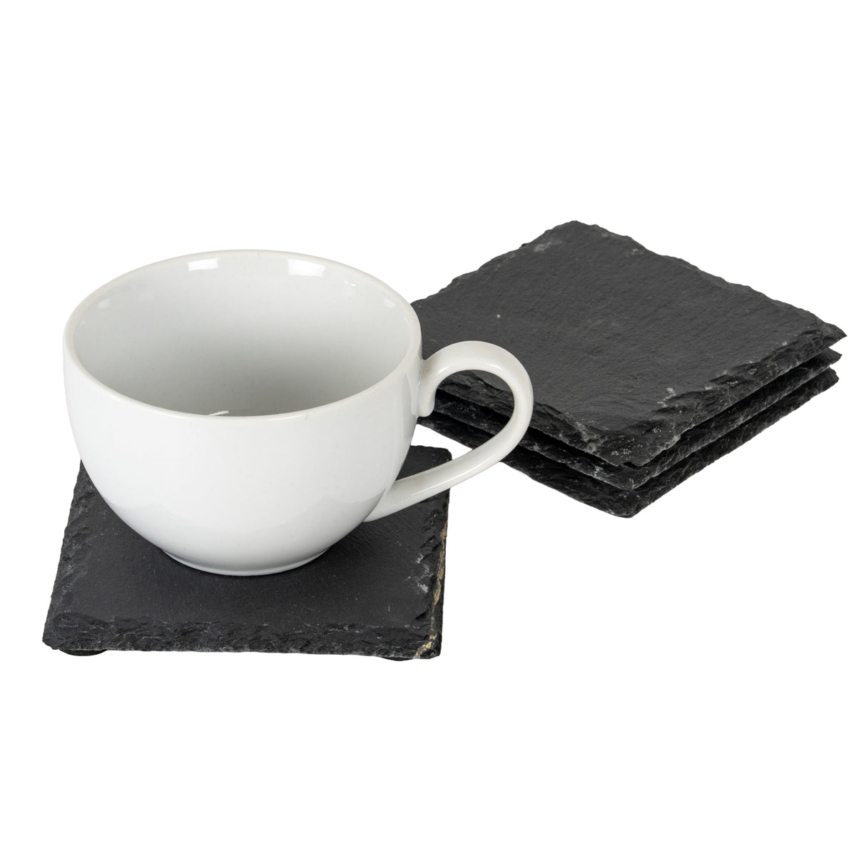 Set of Four Square Slate Coasters - BLACK