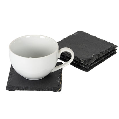 Set of Four Square Slate Coasters - BLACK