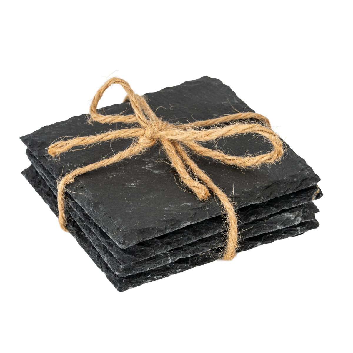 Set of Four Square Slate Coasters - BLACK