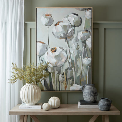 Poppy Heads Hand Painted Canvas in Frame - MULTI-COLOURED