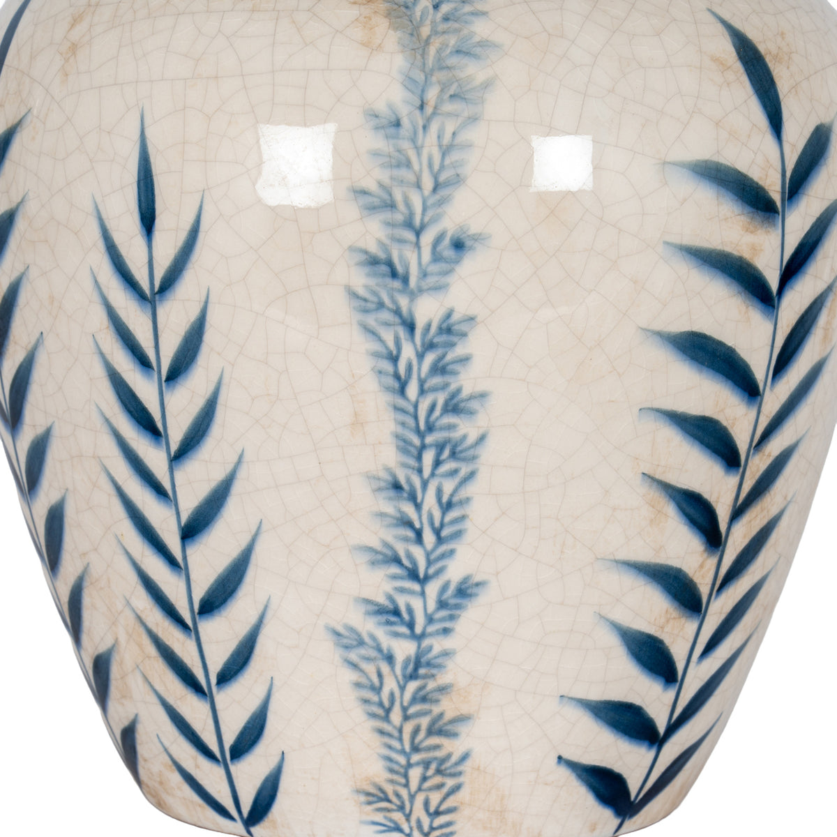 Small Blue Flora Olpe Vase - WHITE
