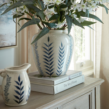 Small Blue Flora Olpe Vase - WHITE
