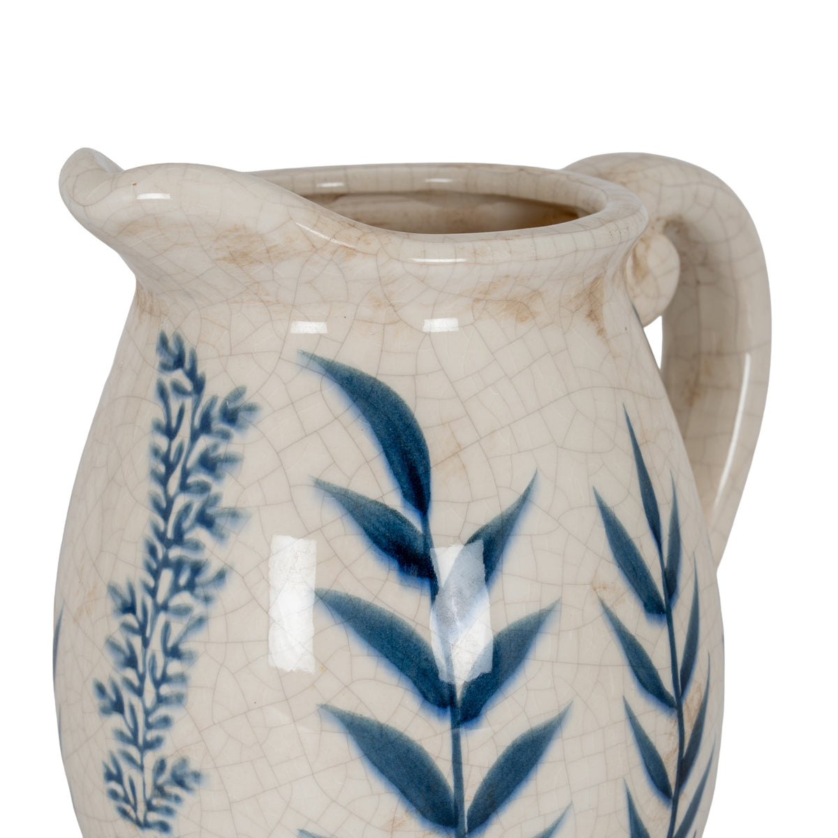 Small Blue Flora Olpe Jug Vase - WHITE
