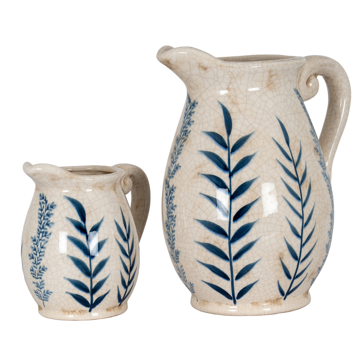 Small Blue Flora Olpe Jug Vase - WHITE