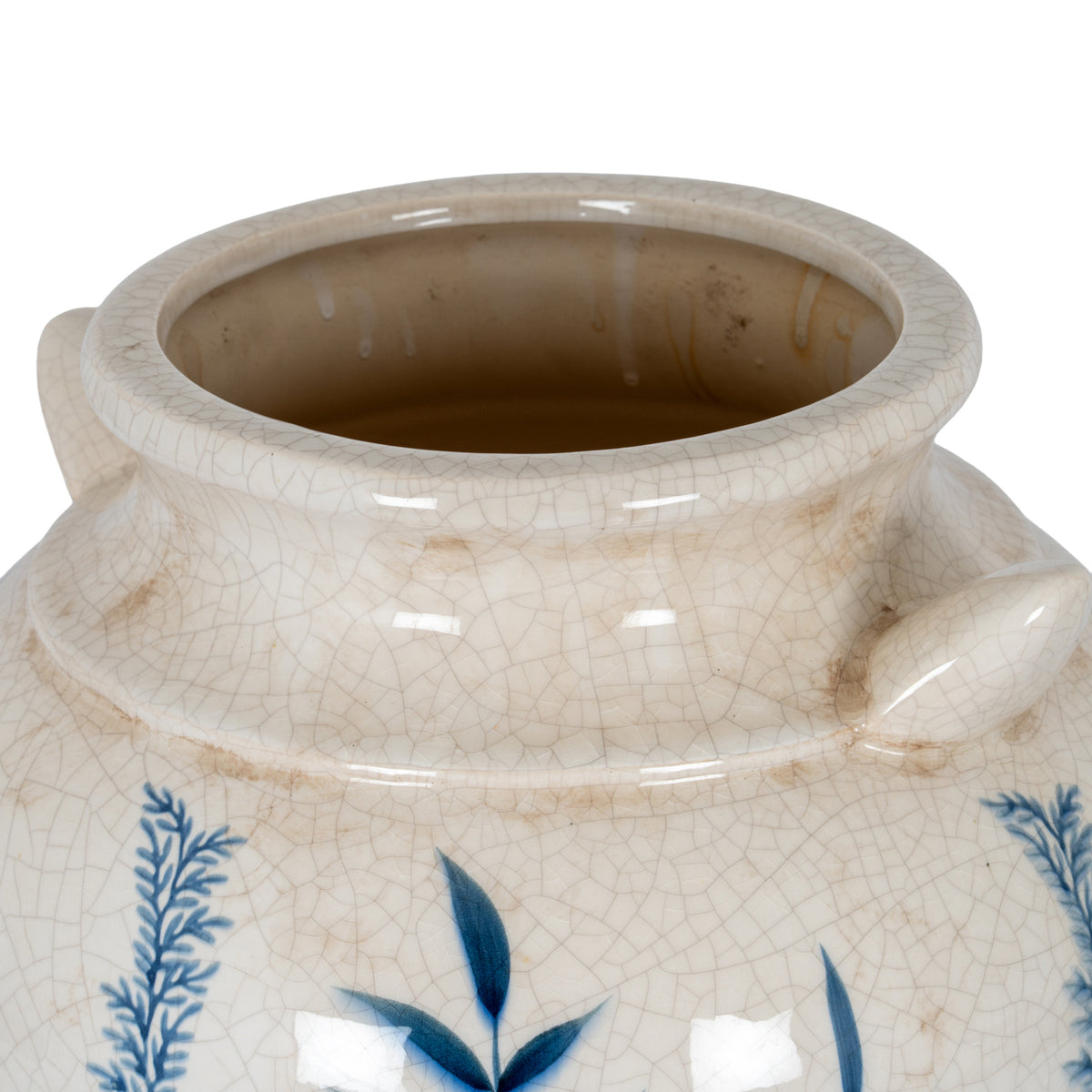 Blue Flora Amphora Vase - WHITE