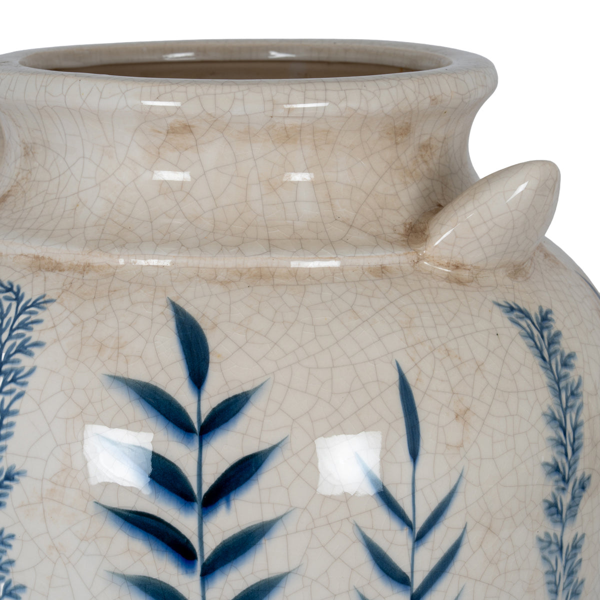 Blue Flora Amphora Vase - WHITE