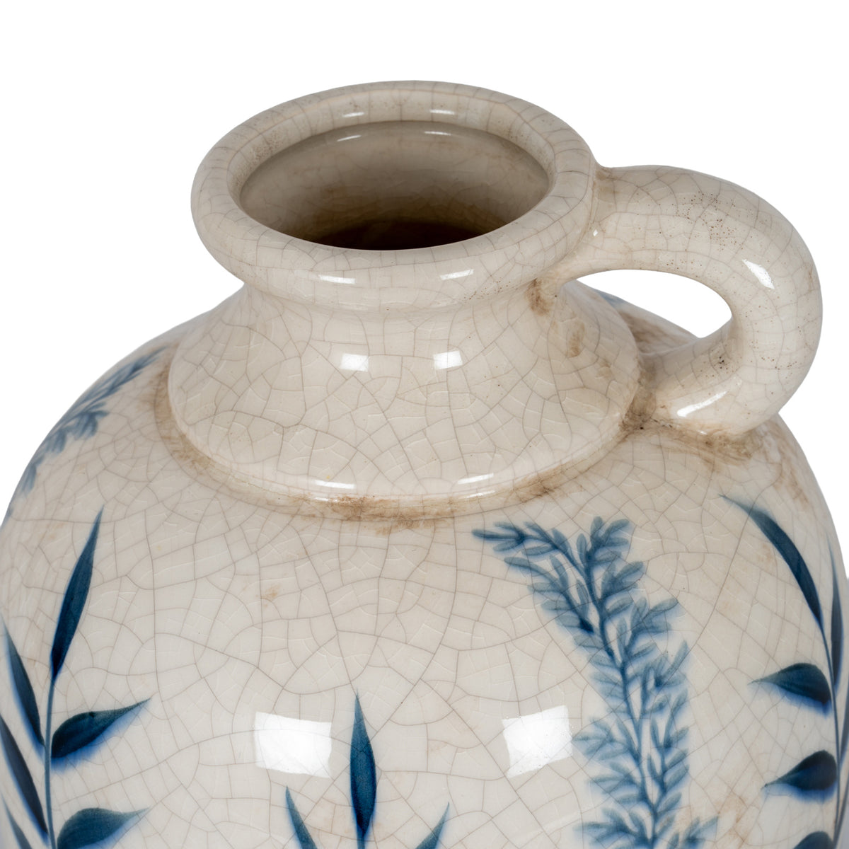 Blue Flora Amphora Jug Vase - WHITE