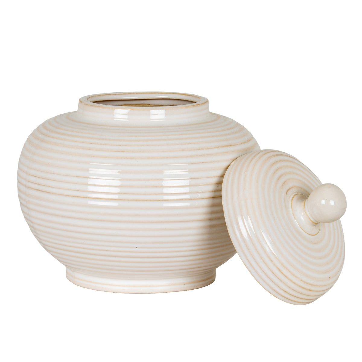 Neva Large Lidded Ceramic Jar - WHITE
