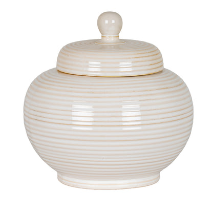 Neva Large Lidded Ceramic Jar - WHITE