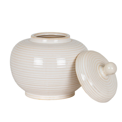 Neva Small Lidded Ceramic Jar - WHITE