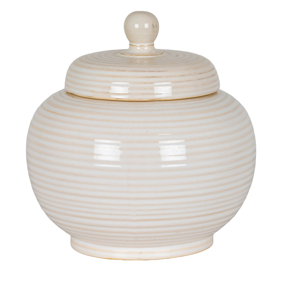 Neva Small Lidded Ceramic Jar - WHITE