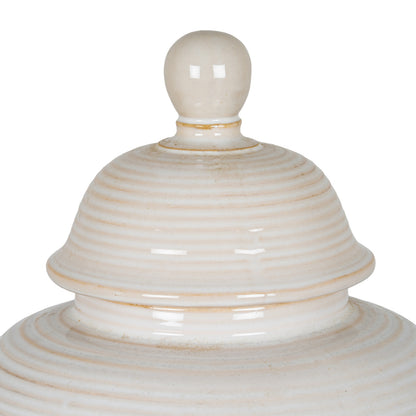 Neva Lidded Ceramic Ginger Jar - WHITE