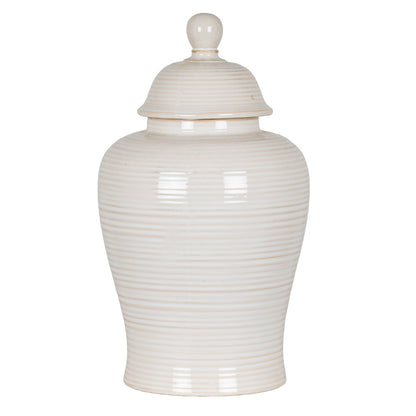 Neva Lidded Ceramic Ginger Jar - WHITE