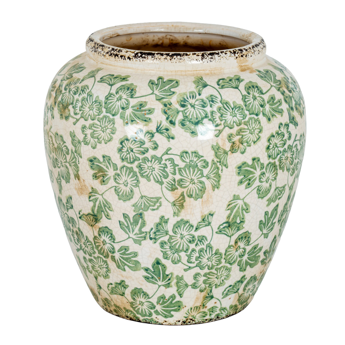 Small Green Clover Olpe Vase - WHITE