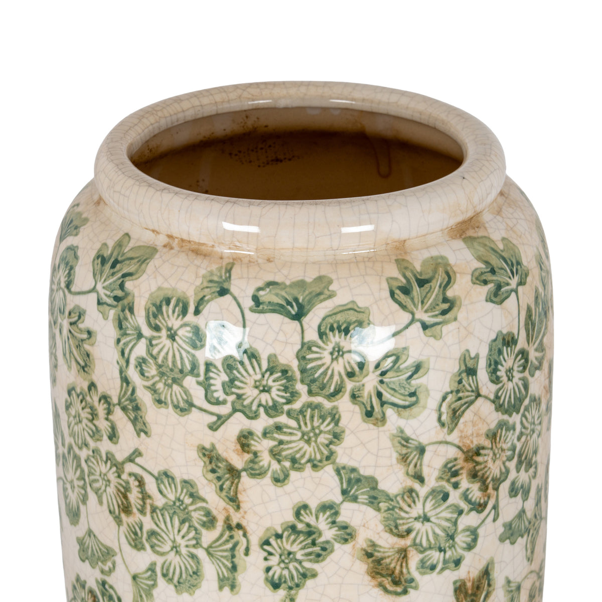 Large Green Clover Tall Olpe Vase - WHITE