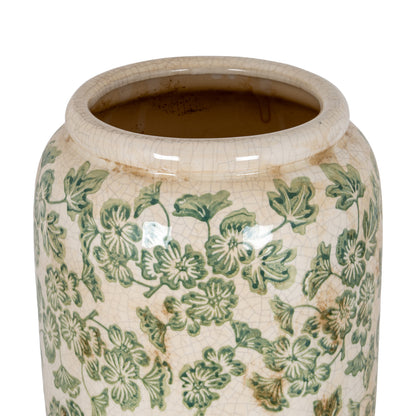 Large Green Clover Tall Olpe Vase - WHITE