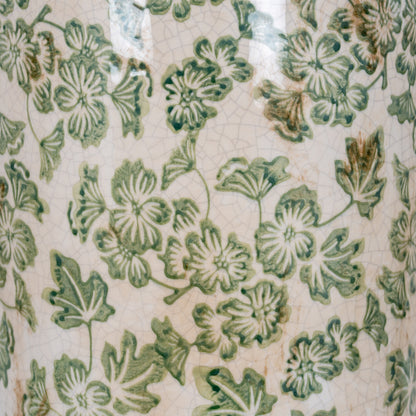 Large Green Clover Tall Olpe Vase - WHITE