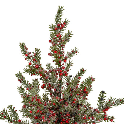 Large Frosted Winter Berry Tree On Wooden Block - GREEN