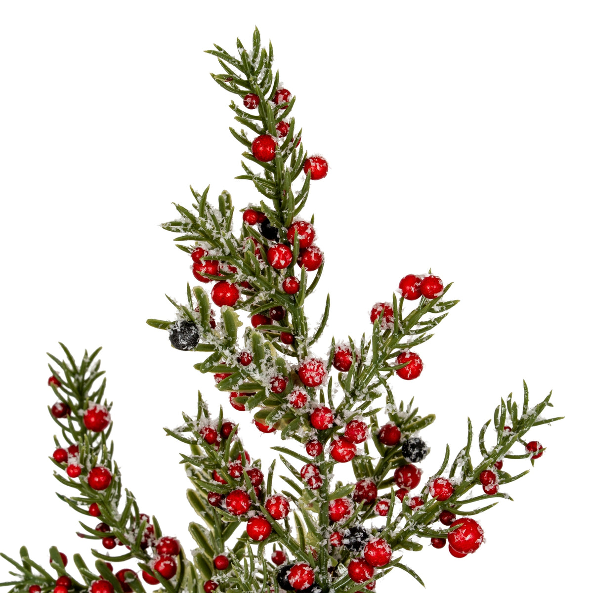 Medium Frosted Winter Berry Tree On Wooden Block - GREEN