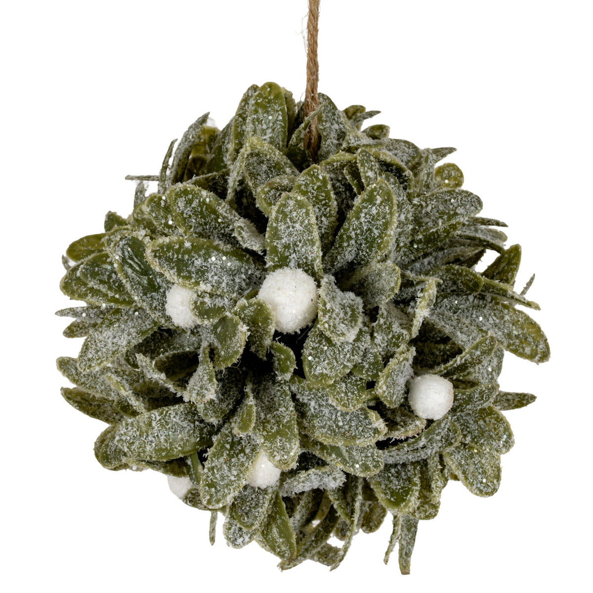 Frosted Mistletoe Ball Decoration - GREEN