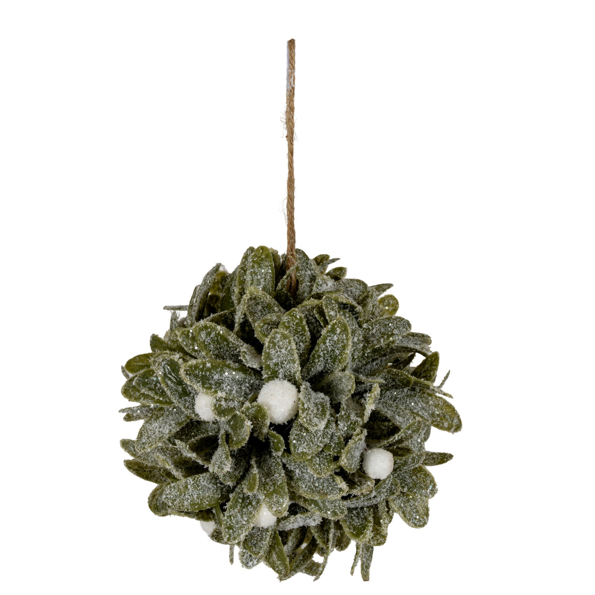 Frosted Mistletoe Ball Decoration - GREEN