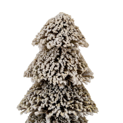Medium Tiered Snowy Brush Tree - BROWN