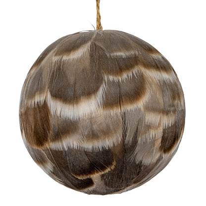 Medium Fawn Feathered Bauble - BROWN