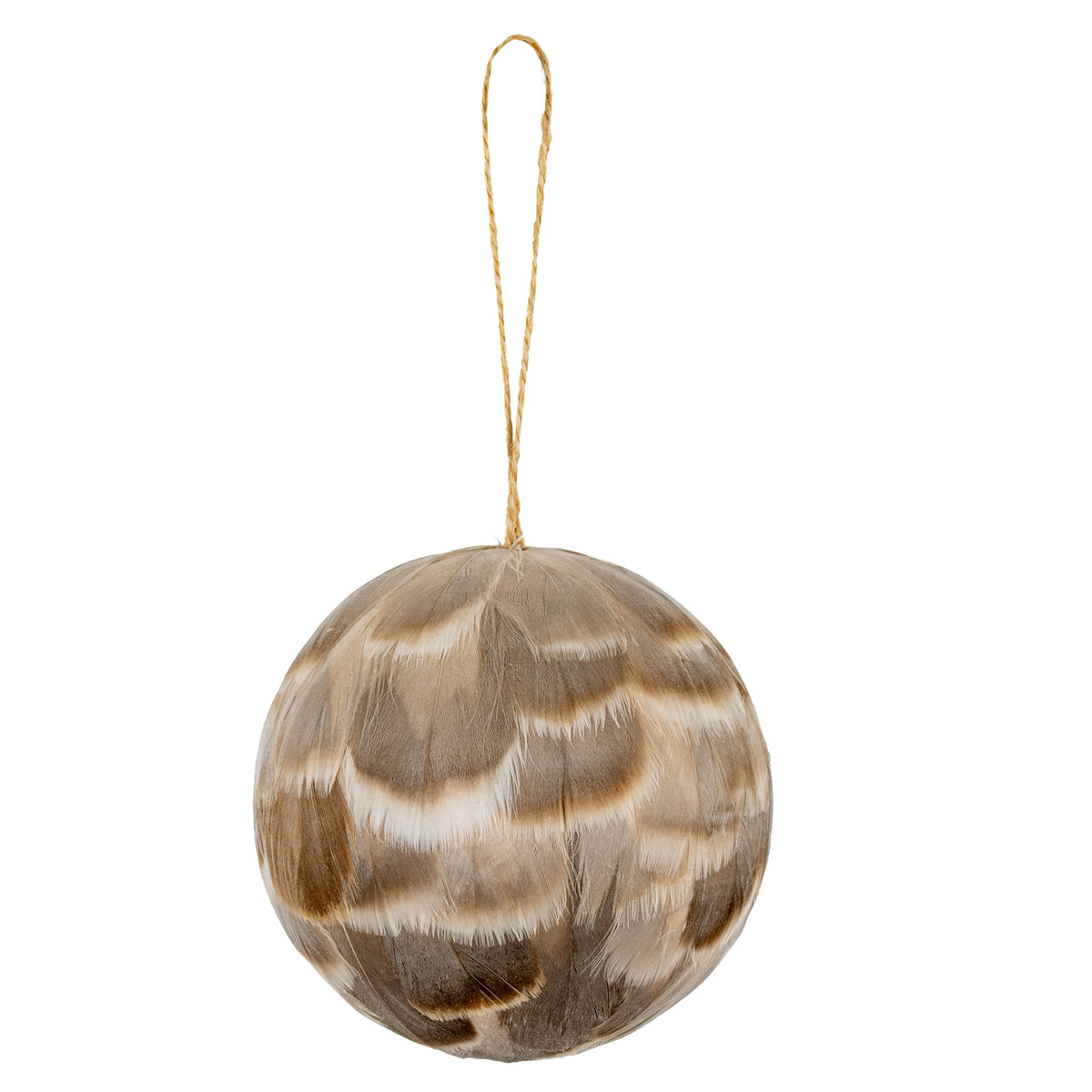 Medium Fawn Feathered Bauble - BROWN
