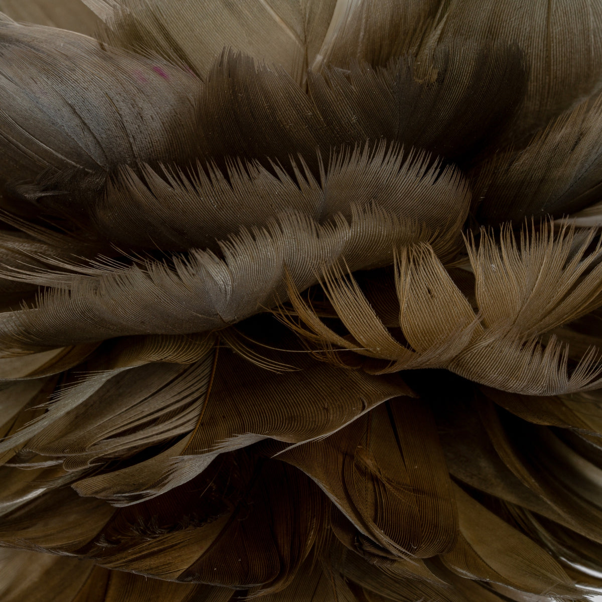 Medium Fawn Feather Ball Decoration - BROWN