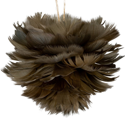 Medium Fawn Feather Ball Decoration - BROWN