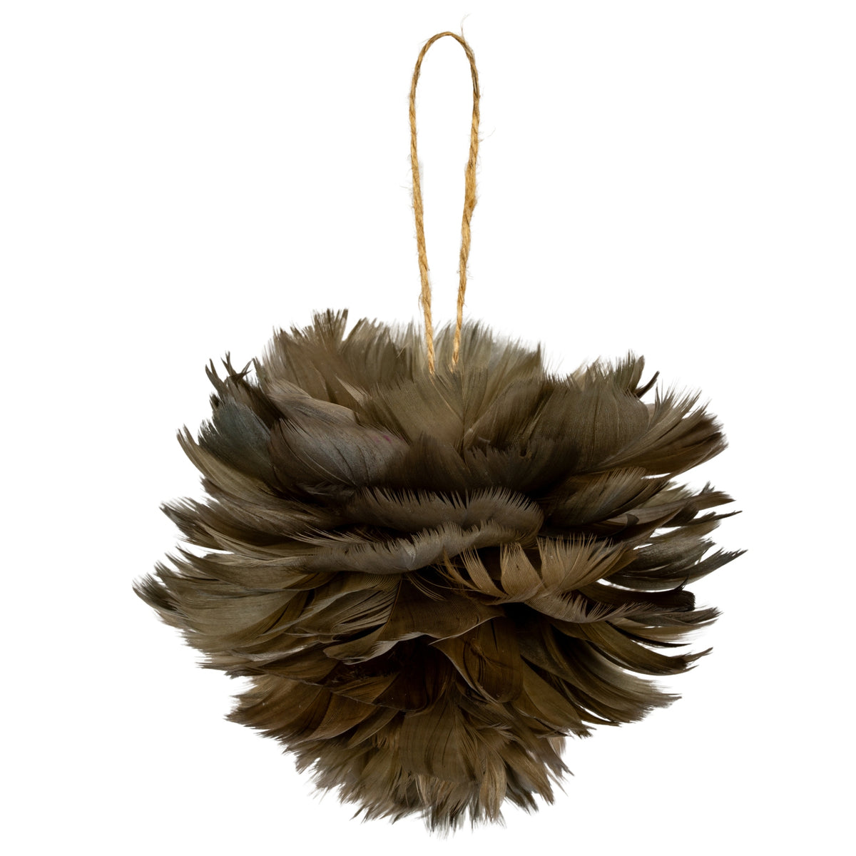 Medium Fawn Feather Ball Decoration - BROWN