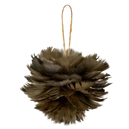 Medium Fawn Feather Ball Decoration - BROWN