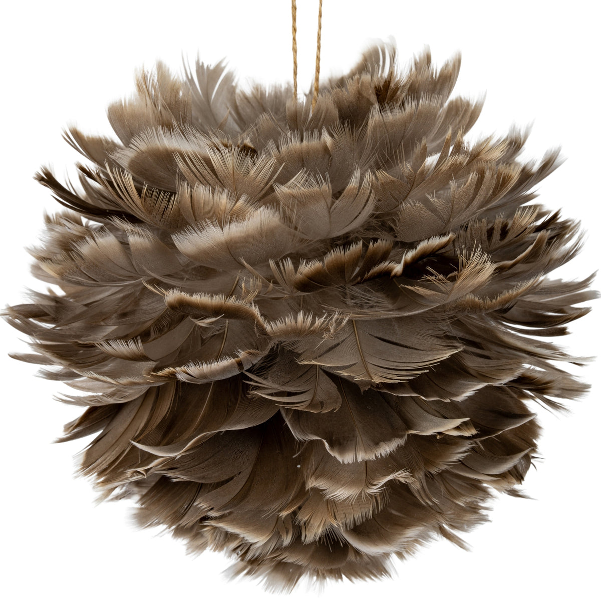 Large Fawn Feather Ball Decoration - BROWN