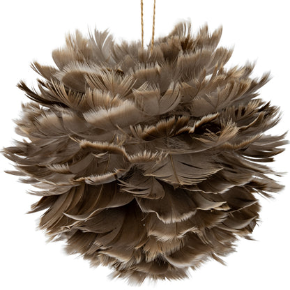 Large Fawn Feather Ball Decoration - BROWN