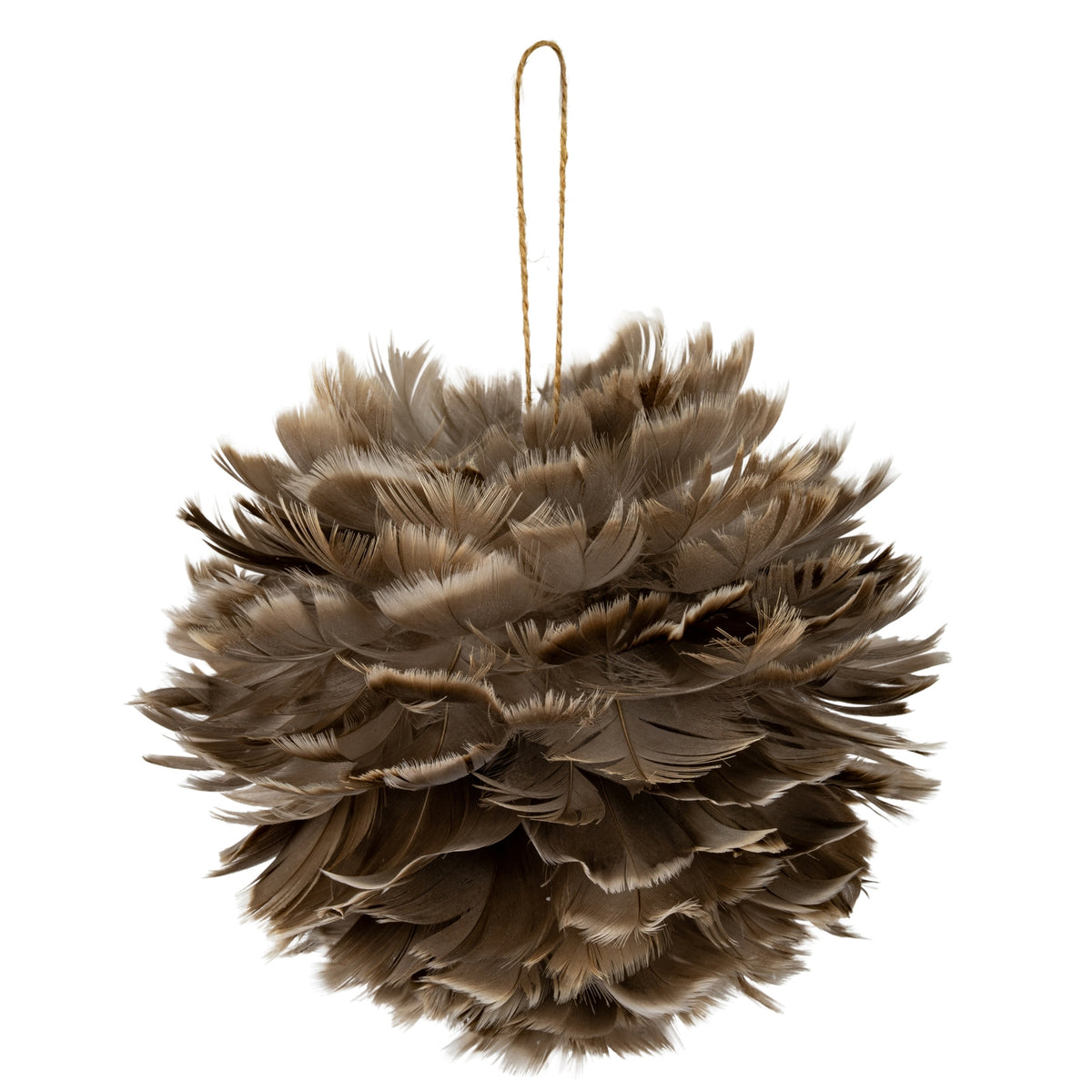 Large Fawn Feather Ball Decoration - BROWN