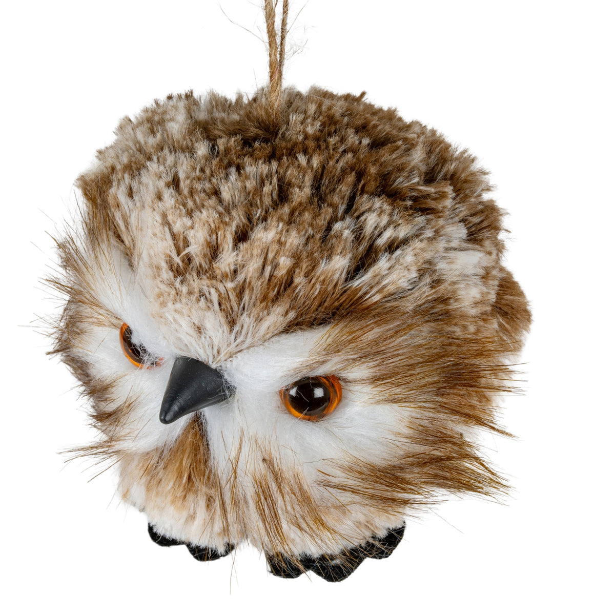 Feather Winter Owl Decoration - BROWN
