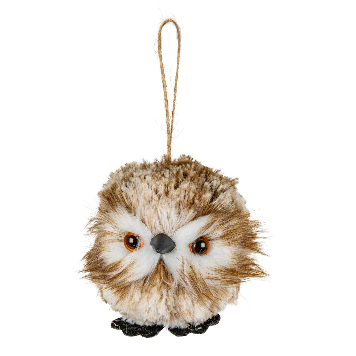 Feather Winter Owl Decoration - BROWN